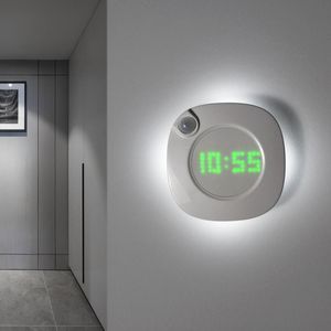 Reloj de pared con Sensor inteligente con luces LED, reloj nocturno para el hogar con pilas USB/AAA de 2 colores, LED para dormitorio, baño y cocina