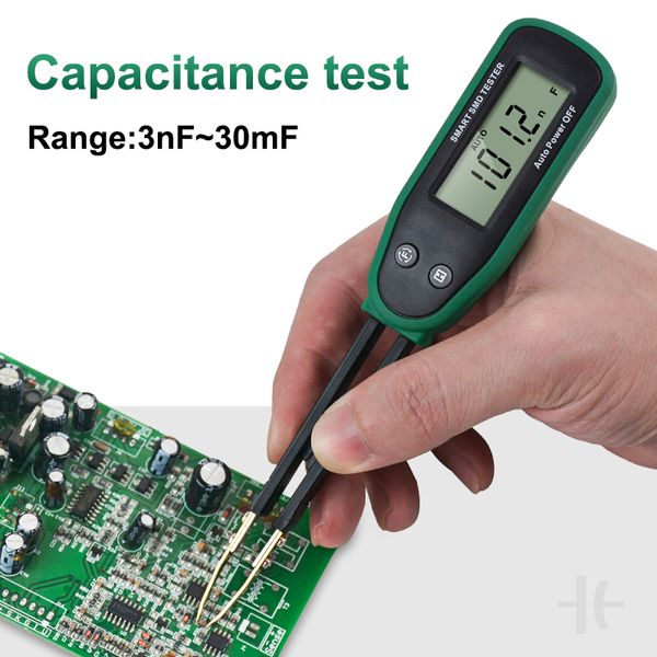 Smart SMD Tester multímetro Auto Rango de rango de rango de capacidad Capacutitor de diodo Tweezer Rotable LCD Probador de batería digital