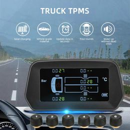 Moniteur de pression des pneus TPMS de voiture solaire intelligente pour alarme de pneu de camion lourd de camionnettes légères avec 6 capteurs externes Auto Security3040