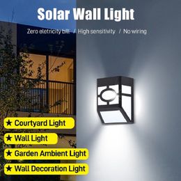 Smart Solar Retro Wandlamp LED Solars Lighting Outdoor Garden Solar Lights Rainproof Trappen Omheining Zonlicht Lamp