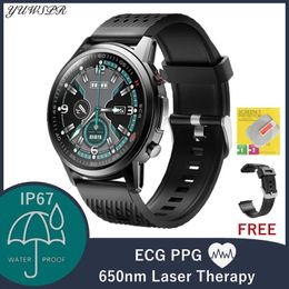 Smart Sport Men 650NM Láser Terapia de relojes Hipertensión ECG PPG Temperatura corporal Relojes impermeables para Android iOS es