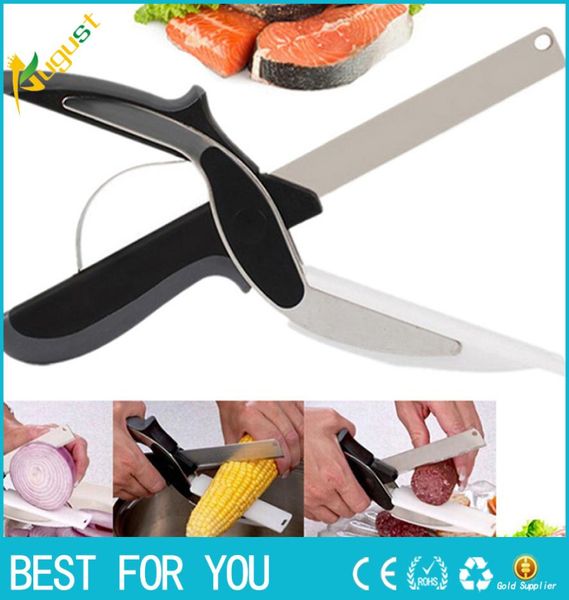 Smart Stain Steel 2 en 1 couteau à couteau à légumes Cutter viande fromage ciseaux de légumes Boîte-cadeau Accessoires de cuisine1463872