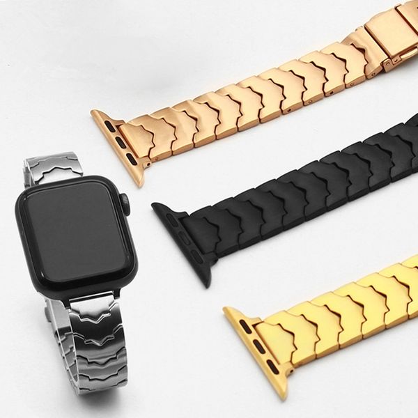 Smart Straps Batman Bead Shape Link Pulsera Correas de reloj de acero inoxidable Band Fold Broche para Apple Watch Series 3 4 5 6 7 8 SE Ultra 41 45 49mm