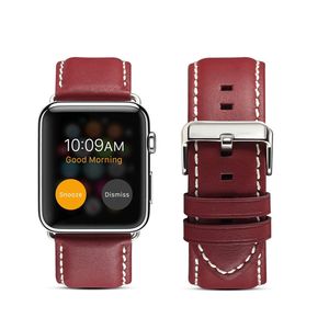 Bracelets intelligents pour Apple Bracelet de montre en cuir véritable bracelets intelligents 44 mm 40mm 42mm 38mm Bracelet de montre en peau de vache 5 4 3 21 Q98L