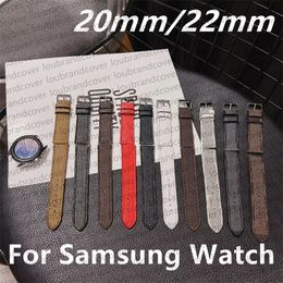 Slimme bandjes voor Samsung Galaxy Watch 5 4 Bands Active 2 40mm 44mm 46mm 20mm 22mm Gear S2 Armband Luxe lederen bruine bloem Pols vervangende horlogeband