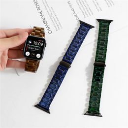 Correas inteligentes Resina mágica Brillo Correa de muñeca Pulsera de eslabones 3 Cuentas Correa de reloj Hebilla de acero para Apple Watch 38 40 41 42 44 45 mm 49 mm Serie iWatch Ultra 8 7 6 SE 5 4 3 2