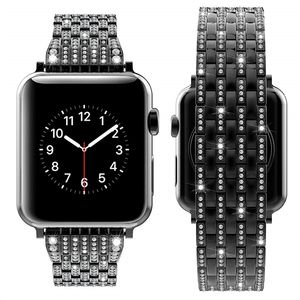 SMART BANKEN ZEVEN SEVEN SEVEN DIAMAND KINDER LINK BUCKLE BAND BUTT BLAAK CLASP BAND WATCHBAND BRACKET FIT IWATCH SERIE 8 7 6 SE 5 4 3 Voor Apple Watch 38 42 44 45 mm polsbandje