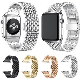 Smart Bandjes Seven Bead Dragon Patroon Armband Chain Link Band fit iWatch 8 7 6 5 4 SE Band voor Apple Watch Series 38/40/41mm 42/44/45mm Horlogeband