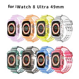 Smart Bandjes TPU Frame Cover Band Band Met Full Body Beschermhoes Transparante Armor Cases voor Apple Watch iWatch 38/40/41mm 42/44/45mm Ultra 49mm