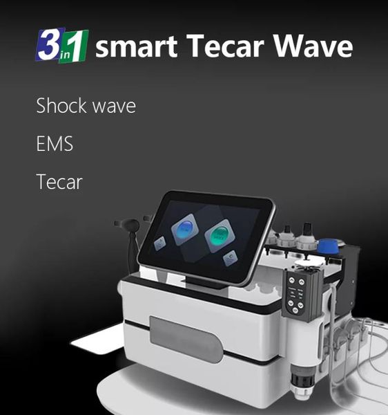 Smart Tecar Wave Transfert d'énergie résistif capacitif CET RET EMS Shockwave 3 en 1 Masseur physique Machine de thérapie par choc électrique