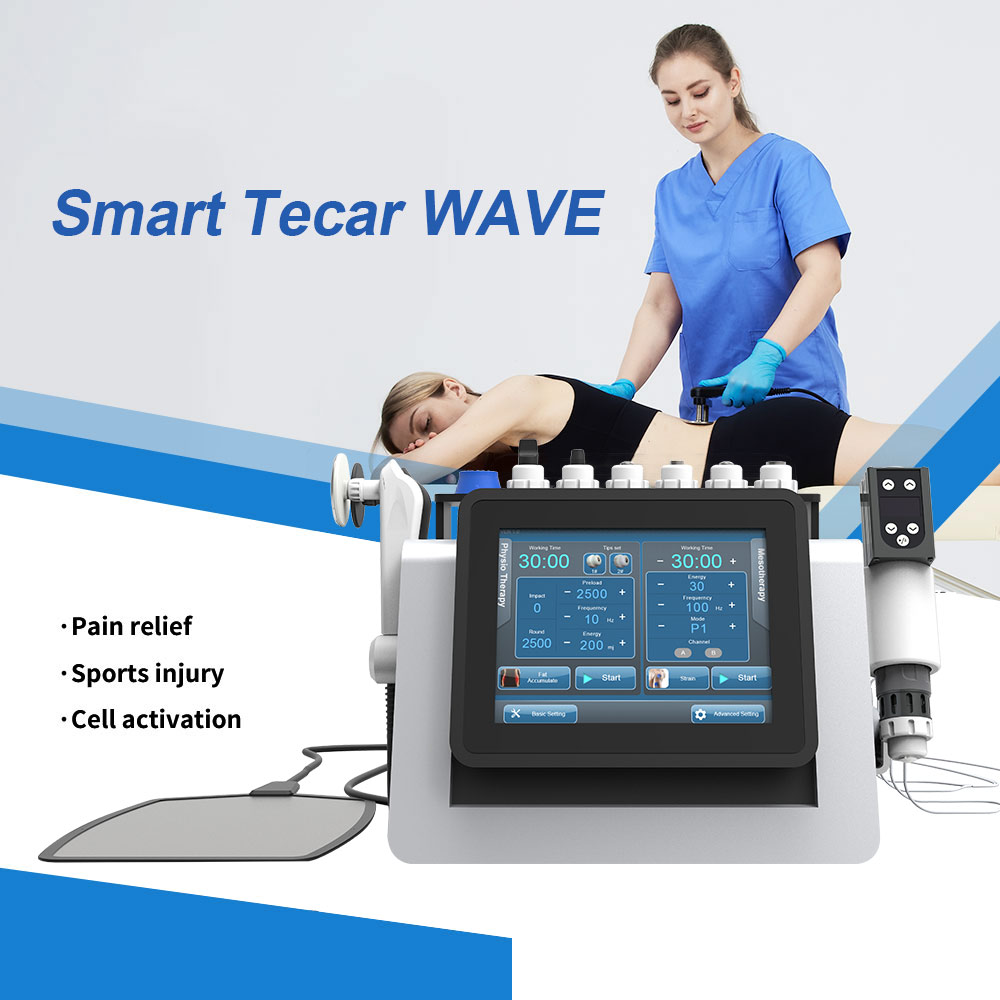 Ondas de Tecar Smart EMS EMS Shockwave Equipamento de Fisioterapia Alívio Esportes Reabilitação Esportes 448kHz Máquina de tratamento de onda de choque RET CET CET ED