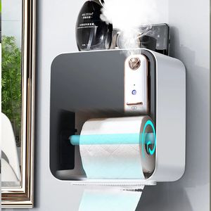 Boîte à mouchoirs intelligente, support de rangement pour rouleau de papier toilette sans poinçonnage, porte-serviettes 240304