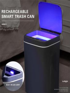 Smart Trash Can USB Charges Capteur automatique Doussineuse Intelligent Rechargeable Electric Waste Bin Kitchen Bubbish 2112293371805