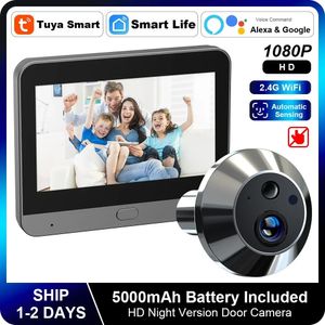 Smart Tuya 4,3 pouces 1080p 2,4g Wifi Magic Door Camera Pépholes Porte Caméra Porte numérique Visionneuse sans fil Pobels à la maison 240430