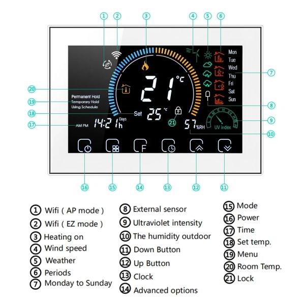 Smart Tuya Alexa Voice Control Wifi Smart Programable Termostato Control LCD Agua/calentón de gasolina para echo Google Home