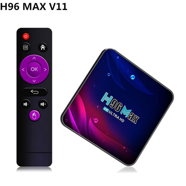 Smart TV Box 4G + 64 Go H96 Max Android 11.0 RK3318 Quad-Core avec 2.4G WiFi 4K Ultra HD H.265 Lecteur multimédia en streaming