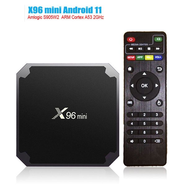 Smart TV Box X96 Mini Android 11 S905W2 Quad Core avec WiFi 2,4 GHz 1G + 8G / 2 + 16G Media Player Eu US UK AU Plug