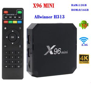 Smart TV Box X96 Mini Android 10 Allwinner H313 Quad Core avec WiFi 2,4 GHz 1G + 8G / 2 + 16G Media Player Eu US UK AU Plug