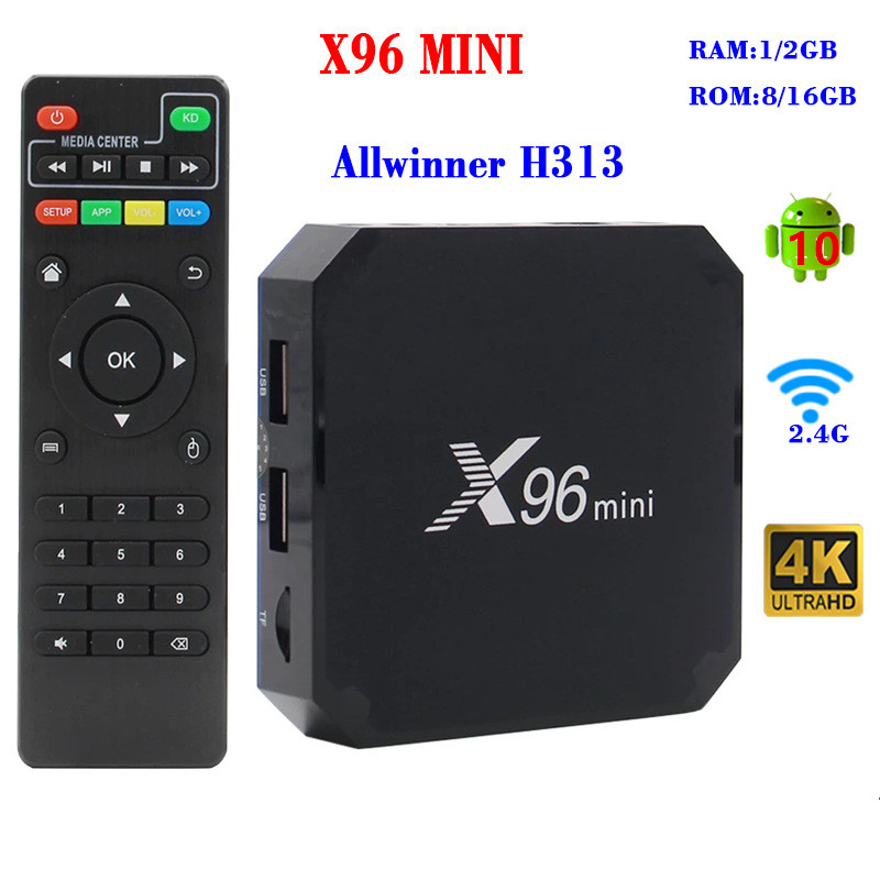 SMART TV Box x96 Mini Android 10 Allwinner H313 Quad Core z Wi -Fi 2.4Ghz 1G+8G/2+16G Media Player EU US UK AU Plug