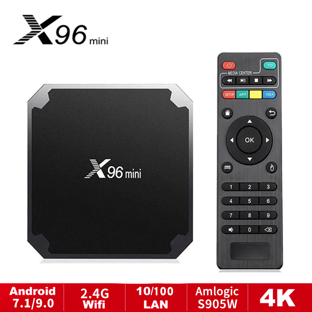 스마트 TV 박스 X96 미니 안드로이드 9.0 Wi -Fi 2.4GHz 1G+8G/2+16G 미디어 플레이어가있는 AMLOGIC S905W 쿼드 코어 EU US UK AU 플러그