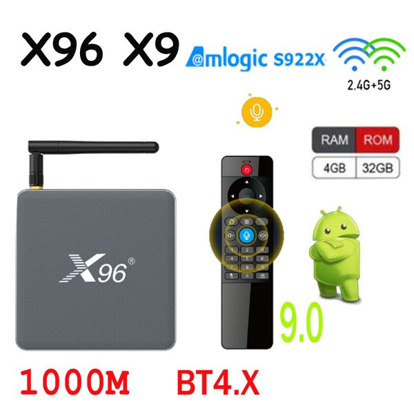 Smart TV Box X96 X9 Android 9.0 Amlogic S922X 1000M 2.4G 5G Wifi 8K DDR4 4G 32G Decodificador HDR10 BT4.X Reproductor multimedia vs X98H PRO