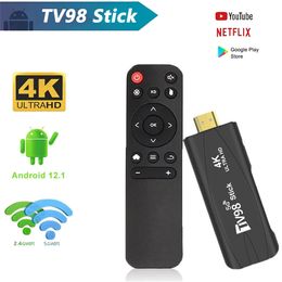 Smart TV Stick 4K HD TV98 Android 121 Box 24G5G WiFi H265 HEVC décodeur multimédia réseau avec télécommande 240130