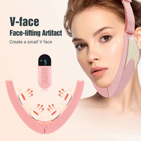 Smart Vface Facelifting Massager Vibrante Adelgazamiento Herramientas de belleza inteligentes Calentamiento Reafirmante Piel Eliminar Edema 240313