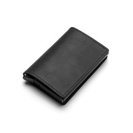 Smart Wallet 2021 Caja de soporte de robo de cuero genuino Pop-Upp-up para hombres de negocios 2496