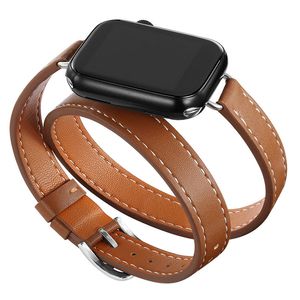 Smart Watch Bands Accessories iwatch Band 38mm 40mm 41mm Double Loop Leather Strap for IWatch Series 8 Ultra 7 SE 6 5 4
