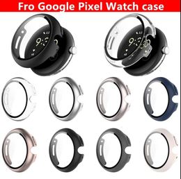 Smart Watch Cases Case Cover voor Google Pixel Watch 2022 360 Volledige dekking Hard acryl plastic kast met gehard glazen schermbeschermer