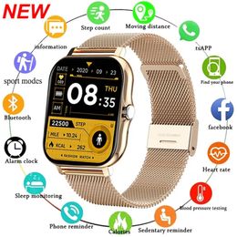 Reloj inteligente para hombres y mujeres, regalo con pantalla táctil completa, relojes deportivos para Fitness, llamadas Bluetooth, reloj inteligente Digital para mujer, relojes de pulsera