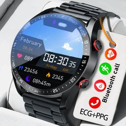 Smart Watch Men ECG + PPG Smartwatch imperméable Bluetooth Call de surveillance de la fréquence cardiaque Rappel Sports montre des hommes HW20 +