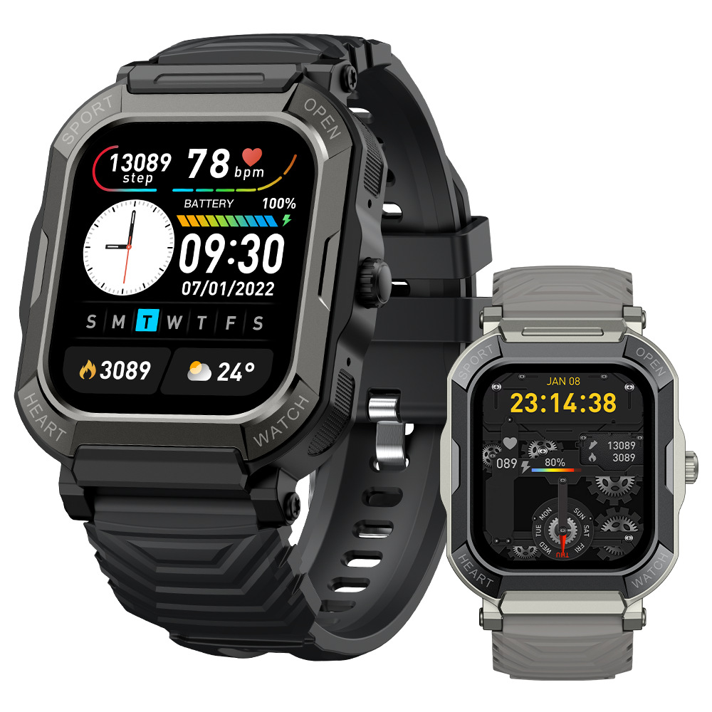Smart Watch Men Mulheres 1,9 polegada Bluetooth chamando impermeável rastreador esportivo ao ar livre Faixa cardíaca Monitor de saúde Smartwatch Charge