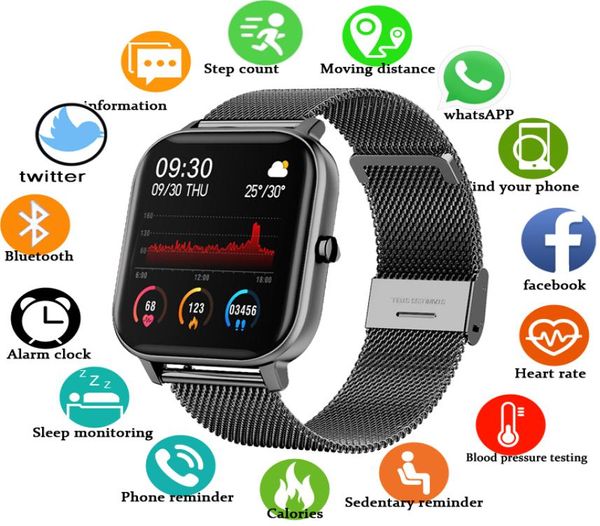 Smart Watch RELOJ INTELIGENTE P8 Color Screen Women Men Full Touch Fitness Tracker Presión arterial Smart Women Smartwatch For6694328
