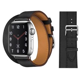Smart Watch -riemen voor Apple Watch Band Series 8 Ultra 45mm 49 mm lederen smartwatches band vervanging met adapterconnectoraccessoires