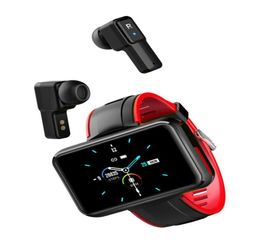Smart horloge met Bluetooth -headset 2 in 1 draadloze TWS -oorboten Sport Bracelet Blood Hart Reate Temperatuur Fitness T65117356326891