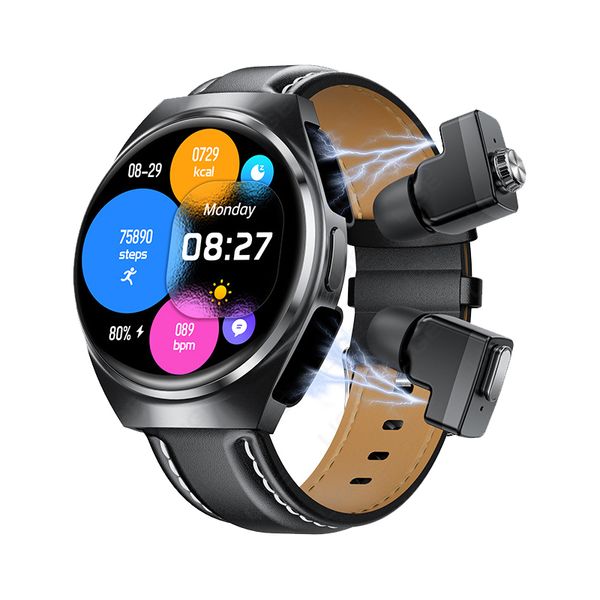 Reloj inteligente con auriculares 2 en 1 llamada dual de 1,53 pulgadas Pantalla redonda Smartwatch IP67 Implaz de la función NFC Relojes para hombres Mujeres