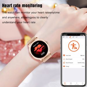 Reloj inteligente para mujer, reloj inteligente resistente al agua, Monitor de ritmo cardíaco multideportivo, presión arterial, oxígeno, pulsera de Fitness para mujer S06