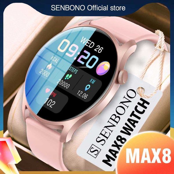 Montres intelligentes Caméras dôme SENBONO MAX8 2021 Hommes Smart Women Sports Fitness Tracker Spo2/BP/HR IP67 Étanche Bluetooth Smart Pour Android iOS x0706