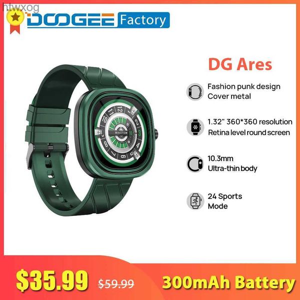 Montres intelligentes DOOGEE Ares mode Punk Design horloge montre 1.32 niveau rétine écran rond 300mAh batterie Smartwatch pour téléphone Android IOS YQ240125