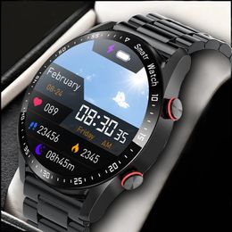 Montres intelligentes ECGPPG AMOLED écran montre Bluetooth appel lecteur de musique homme sport étanche luxe Smartwatch 230909
