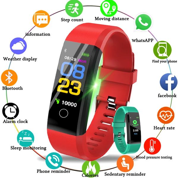 Relojes inteligentes Venta al por mayor de fábrica ID115 PLUS Pulsera deportiva inteligente Pulsera Bluetooth Monitor de ritmo cardíaco Rastreador de ejercicios Reloj con banda para teléfonos IOS Android