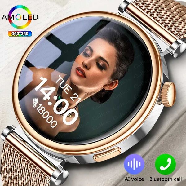 Relojes inteligentes para reloj 4 mini 2024 Nueva moda Mujer Smartwatch Pantalla AMOLED Siempre muestra el ritmo cardíaco Llamada Bluetooth Reloj inteligente Damas + Caja