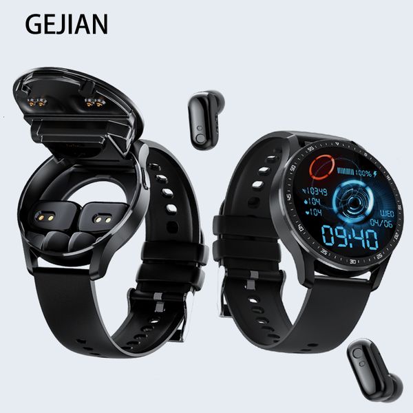 Montres intelligentes GEJIAN X7 casque montre TWS deux en un sans fil Bluetooth double appel santé pression artérielle Sport musique Smartwatch 230909