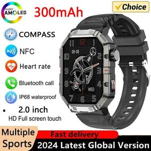 Montres intelligentes GW55 montre intelligente hommes Sports de plein air 2.02 pouces grand écran IP68 étanche boussole moniteur de fréquence cardiaque Smartwatch