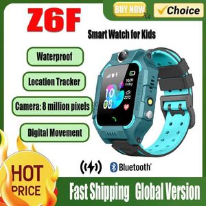 Montres intelligentes Enfants montre intelligente Z6f Sos téléphone montre à distance Photo voix Chat enfant cadeaux Ip67 étanche Smartwatch Compatible pour Ios Android