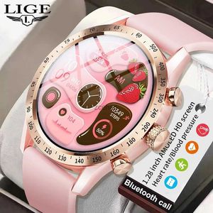 Montres intelligentes LIGE 1.28 pouces AMOLED écran montre intelligente pour les femmes appel sans fil connecter téléphone moniteur de santé étanche Sport dames Smartwatch