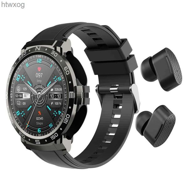 Montres intelligentes M68 montre intelligente 2 en 1 TWS écouteurs sans fil stéréo contrôle de la musique écouteurs 1.32 pouces hommes femmes surveillance de la santé Smartwatch YQ240125