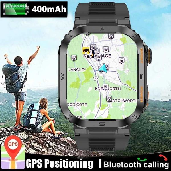 Relojes inteligentes Nuevo militar al aire libre Nuevo reloj inteligente 400 mAh Batería GPS Deporte Fitness Reloj IP68 Impermeable Bluetooth Llamada Smartwatch Hombres Mujeres YQ240125