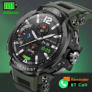 Montres intelligentes Nouvelle montre intelligente militaire 600 mAh grande batterie 100 + sport BT appel IP68 étanche G Style choc Smartwatch pour hommes YQ240125